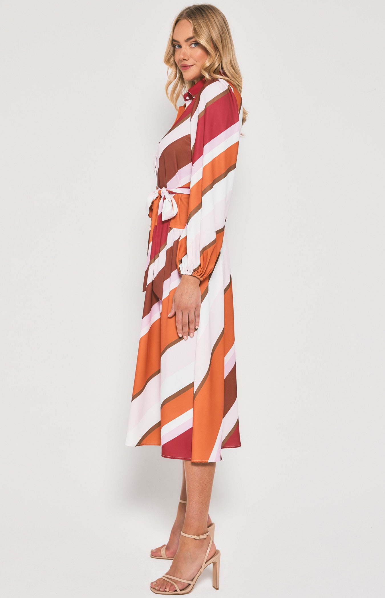 Orange striped Midi dress