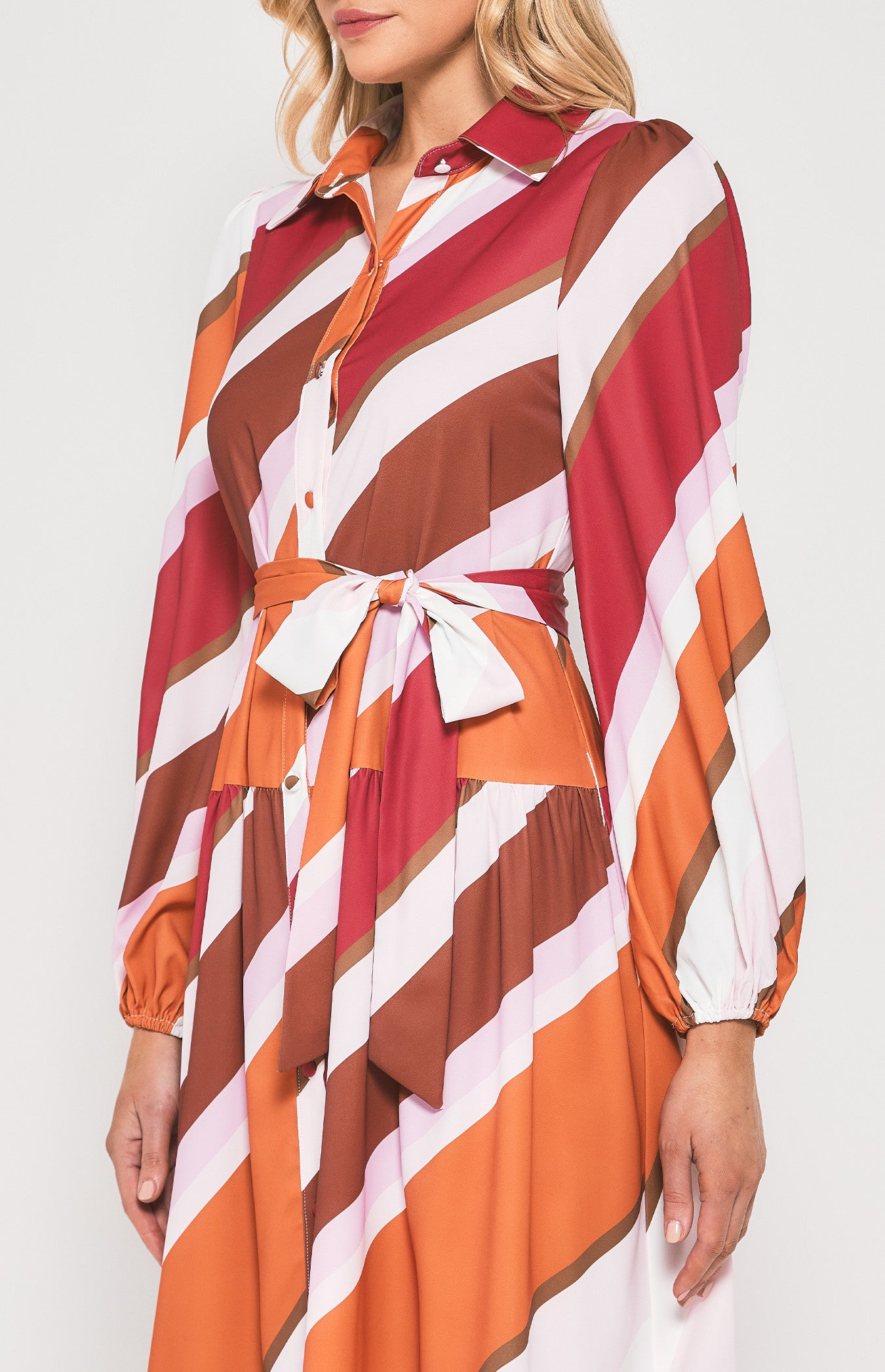 Orange striped Midi dress